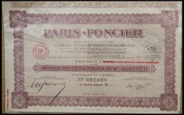 LOTS 1925, PARIS-FONCIER, Dekorative Originalaktie, Mit 35 Dividendencoupons - Otros & Sin Clasificación