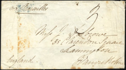 BRITISCHE MILITÄRPOST 1856, Rückseitig Blaugrüner K1 ...POST OFFICE Sowie Vorderseitig Handschrifltich Taxe 3 Auf Feldpo - Gebruikt