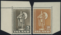 ISLAND 230,240A , 1943/5, 5 Und 10 Kr., Gezähnt K 14, Postfrisch, 2 Prachtwerte, Mi. 75.- - Andere & Zonder Classificatie