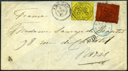 KIRCHENSTAAT 22x,24a BRIEF, 1869, 10 C. Schwarz Auf Rot, Glanzpapier Und 40 C. Schwarz Auf Hellgelb Auf Brief Von ROM Na - Etats Pontificaux