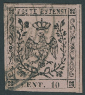 MODENA 2II O, 1852, 10 C. Schwarz Auf Rosa, Type II, Breitrandig Mit Teilen Aller Trennlinien, Kabinett, Mi. (80.-) - Modène