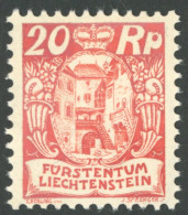 LIECHTENSTEIN 70 , 1926, 20 Rp. Dunkelzinnoberrot, Postfrisch, Pracht, Mi. 170.- - Other & Unclassified