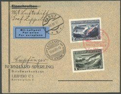 LIECHTENSTEIN 114/5 BRIEF, 1931, Graf Zeppelin Mit Rotem Sonderstempel Auf Zeppelinbrief, Pracht - Otros & Sin Clasificación