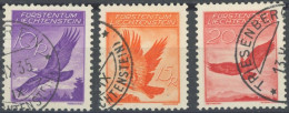 LIECHTENSTEIN 143-45y O, 1935, 10 - 20 Rp. Adler, Geriffelter Gummi, 3 Prachtwerte - Other & Unclassified