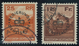 DIENSTMARKEN D 9/10 O, 1933, 25 Rp. Valünatal Und Naafkopf Und 1.20 Fr. Burg Vaduz, 2 Prachtwerte, Mi. 475.- - Service