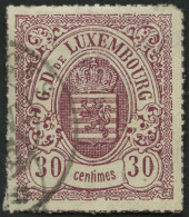 LUXEMBURG 21 O, 1871, 30 C. Lilarot, üblicher Durchstich, Mi. 100.- - Dienstmarken