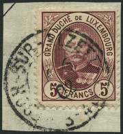 LUXEMBURG 66B BrfStk, 1893, 5 Fr. Dunkellilarot, Prachtbriefstück, Mi. 90.- - Service