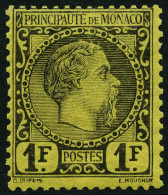 MONACO 9 , 1885, 1 Fr. Schwarz Auf Gelb, Falzrest, Pracht, R!, Signiert Gebrüder Senf, Mi. 1800.- - Otros & Sin Clasificación