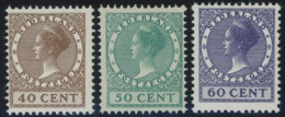 NIEDERLANDE 161-63A , 1924, 40 - 60 C. Königin Wilhelmina, Ohne Wz., Falzreste, 3 Prachtwerte - Sonstige & Ohne Zuordnung