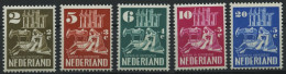 NIEDERLANDE 558-62 , 1950, Wiederaufbau, Prachtsatz, Mi. 90.- - Neufs