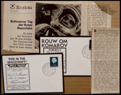 SAMMLUNGEN, LOTS 1967, 2 Trauer-Gedenkkuverts Für Die Getöteten Amerikanischen APOLLO I-Astronauten Bzw. Komarov, Den So - Verzamelingen