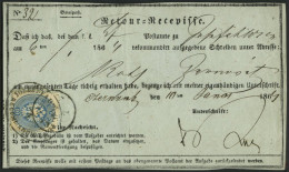 ÖSTERREICH 27 BRIEF, 1864, 10 Kr. Blau Auf Retour-Recepisse Mit Ovalstempel JOSEPHSTADT RECOMMANDIRT, Pracht - Usados
