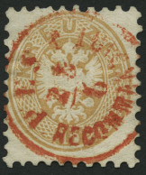 ÖSTERREICH 34 O, 1863, 15 Kr. Braun, Roter K1 PESTH RECOMMANDIRT, Pracht - Other & Unclassified