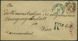 ÖSTERREICH 44/5,47 BRIEF, 1884, 2, 3 Kr. Doppeladler Und Rückseitiges Reco-Porto 10 Kr. Doppeladler Auf Brief Von MÄHR.  - Gebraucht