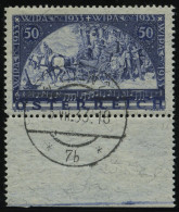 ÖSTERREICH 556A O, 1933, 50 G. WIPA, Faserpapier, Unterrandstück, Tagesstempel WIEN, Pracht, Mi. 800.- - Usados