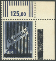 ÖSTERREICH 1945-1949 VdB , 1945, Nicht Ausgegeben: 5 RM Gitteraufdruck, Gezähnt K 14, Obere Rechte Bogenecke, Postfrisch - Autres & Non Classés