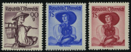 ÖSTERREICH 909-11 , 1948-50, 90 G. - 1 S. Trachten, 3 Prachtwerte, Mi. 185.- - Other & Unclassified