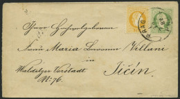 GANZSACHEN U 59I,35II BRIEF, 1882, 3 Kr. Grün, Wz. 3, Umschlag Mit Zusatzfrankatur 2 Kr. Gelb, Feiner Druck, Von PRAG Na - Sonstige & Ohne Zuordnung