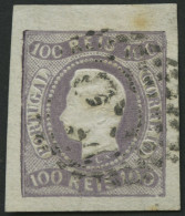 PORTUGAL 23 O, 1867, 100 R. Dunkellila, Pracht, Mi. 140.- - Gebruikt