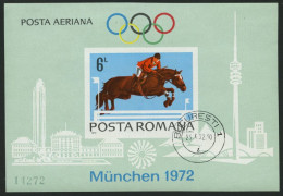 RUMÄNIEN Bl. 94 O, 1972, Block Olympische Spiele, Pracht, Mi. 110.- - Blocs-feuillets
