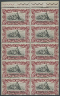 SAN MARINO 67 , 1918, 3 L. Karmin/schwarz Im Postfrischen Zehnerblock, Teils Leicht Angetrennt, Pracht, Mi. (300.-) - Autres & Non Classés