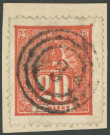 SCHWEDEN 16b BrfStk, 1865, 20 Ö. Dunkelziegelrot (Facit 16b2) Mit Zentrischem Dänischen Nummernstempel 3 (LÜBECK), Unten - Sonstige & Ohne Zuordnung