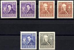 SCHWEDEN 272-75A/B , 1939, 200 Jahre Akademie Der Wissenschaften, Zweiseitig Und Vierseitig Gezähnt, Prachtsatz (6 Werte - Used Stamps