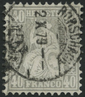 SCHWEIZ BUNDESPOST 34 O, 1878, 40 C. Grau Mit Abart Kontrolllzeichen äusserst Schwach Eingeprägt, Stempel RORSCHACH, Pra - Used Stamps