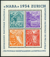 SCHWEIZ BUNDESPOST Bl. 1 , 1934, Block NABA, Pracht, Mi. 800.- - Blocks & Sheetlets & Panes