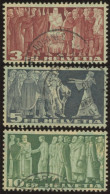 SCHWEIZ BUNDESPOST 328-30v O, 1938, Symbole Der Demokratie, Grünlichgraues Faserpapier, Satz Feinst, Mi. 95.- - Sonstige & Ohne Zuordnung