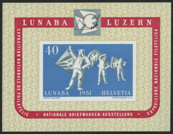 SCHWEIZ BUNDESPOST Bl. 14 , 1951, Block LUNABA, Feinst, Mi. 260.- - Blocks & Kleinbögen