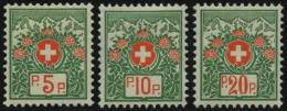 PORTOFREIHEITSMARKEN PF 11-13II , 1927, Alpenrosen, Ohne Kontrollnummer, Falzreste, Prachtsatz - Vrijstelling Van Portkosten