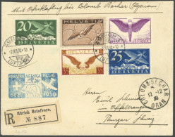 LUFTPOST SF 30.12d BRIEF, 2.12.1930, 3. SCHWEIZER AFRIKAFLUG, Zürich-Colomb Beckar, Einschreibbrief Mit Guter Frankatur, - First Flight Covers