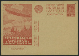 GANZSACHEN P 127I BRIEF, 1931, 10 K. Zeppelin-Ganzsachenkarte, Bild 56, Ungebraucht, Pracht - Brieven En Documenten