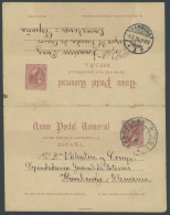 SPANIEN P 13 BRIEF, Ganzsachen: 1894, 10 C. + 10 C. Ganzsachenkarte Von BARCELONA Nach Hamburg Und Zurück, Pracht - Sonstige & Ohne Zuordnung