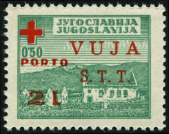 ZONE B ZP 1 , Zwangszuschlagsporto: 1948, 2 L. Auf 0.50 Din. Dunkelgrün/rot, Falzrest, Pracht - Other & Unclassified