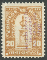 HONDURAS 246b , 1930, 10 Cts. Auf 20 C. Hellbraun, Aufdruck Violett, Falzrest, Pracht, Mi. 800.- - Honduras