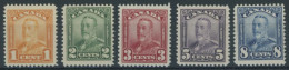 KANADA 128-30,132/3A , 1928, 1 - 3, 5 Und 8 C. König Georg V., Vierseitig Gezähnt, 5 Postfrische Prachtwerte - Other & Unclassified