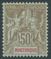 MARTINIQUE 44 , 1899, 50 C. Braun/rot Auf Bläulich, Falzrest, Pracht - Otros & Sin Clasificación