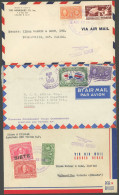 PANAMA 1939/48, 3 Verschiedene Anti-Krebs-Zwangszuschlagsmarken, Je Auf Flugpostbelegen In Die USA, Pracht - Panama