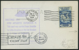 USA 359 BRIEF, 1934, Ansichtskarte Von Byrd Antarctic Expedition: Greetings From..., Mit Verschiedenen Poststempeln Und  - Autres & Non Classés