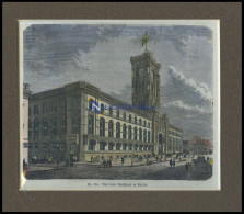 BERLIN: Das Neue Rathaus, Kolorierter Holzstich Um 1880 - Stampe & Incisioni