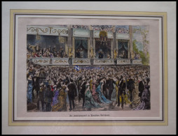 BERLIN: Ein Subscriptionsball Im Königlichen Opernhaus, Kolorierter Holzstich Um 1880 - Estampas & Grabados