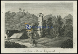 HAGENRODE Bei Alexis-Bad (Selkenbrunnen/Harz): Kloster-Ruine Am Wegesrand, Kupferstich Von F. Rosmäsler Jun. Von 1820 - Estampas & Grabados