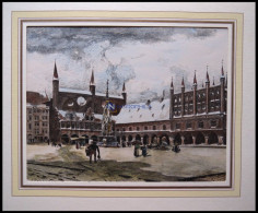 LÜBECK: Marktplatz Und Rathaus, Kol. Holzstich Von Bartels Von 1881 - Estampes & Gravures