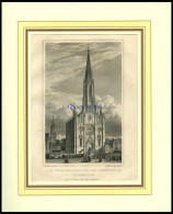 MÜNCHEN: Die Neue Pfarrkirche Der Vorstadt, Stahlstich Von Lange/Müller, 1840 - Estampas & Grabados