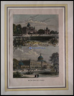 POTSDAM: Das Neue Palais Und Die Communs. Auf Einem Blatt, Kolorierter Holzstich Um 1880 - Estampes & Gravures