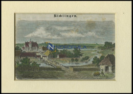 RICKLINGEN, Gesamtansicht, Kolorierter Holzstich Auf Vaterländische Geschichten Von Görges 1843/4 - Estampas & Grabados