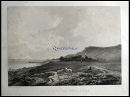 HELLEBAEK (Odinshöi Ved Hellebk), Odinshöi, Blick Auf Das Landwirtschaftliche Gut, In Der Ferne Schloß Kronenburg, Lith - Lithographien