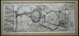 DÜNKIRCHEN: Festungsplan Mit Umgebung, Kupferstich-Plan Von Bodenehr Um 1720 - Lithografieën